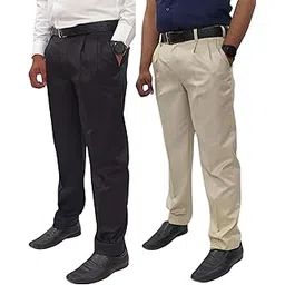 clavelite Formal Pleated Trouser Combo for Men Gents Regular fit Pants for Office Parties, Pack of 2-picture-23