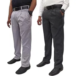 clavelite Men's Regular fit Formal Pleated Front Trouser Combo|Polyester Blend Pants - Pack of 2-picture-13