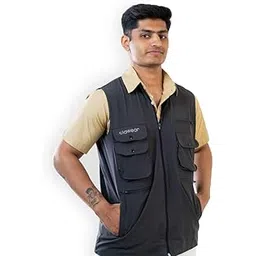 clawear Men's Corbett Utility Vest | Sleeveless Outdoor Vests with Multiple Pockets | Grey & Green Adventure Vest for Travel, Trekking & Dailywear-picture-43