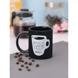 Clay Craft Black & White Ceramic 8 cm Milk Mug (0.35 L) - Set of 2-picture-30
