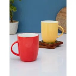 CLAY CRAFT Red & Yellow Solid Ceramic Glossy Mugs Set of Cups and Mugs-picture-14