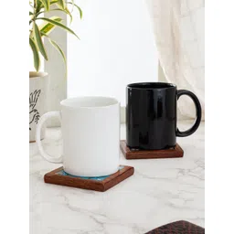 CLAY CRAFT Set Of 2 Black & White Solid Ceramic Mugs-picture-40