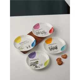 Clay Craft Urmi Delight Multicolor Ceramic Medium Snack Plates - Set of 4-picture-11
