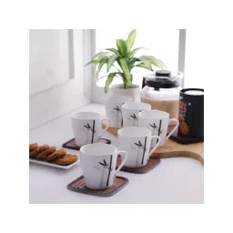 Clay Craft White & Black Fine Ceramic Coffee & Tea Mugs (140 ml) - Set of 6-picture-11