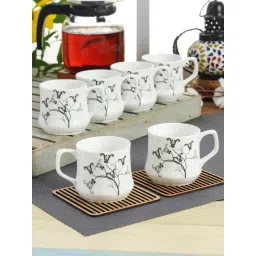 Clay Craft White & Black  Fine Ceramic Coffee & Tea Mugs (170 ml) - Set of 6-picture-22