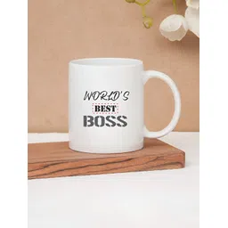 CLAY CRAFT White & Black Text or Slogans Printed Ceramic Glossy Mug 350 ml image 1