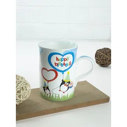 CLAY CRAFT White & Blue Floral Printed Ceramic Glossy 350 ML-picture-33