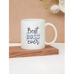 CLAY CRAFT White & Blue Text or Slogans Printed Ceramic Glossy Mug 350 ml-picture-35