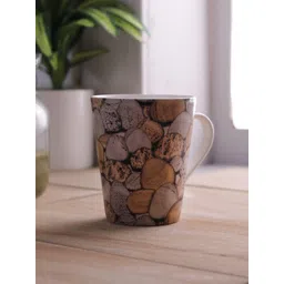 CLAY CRAFT White & Brown Printed Ceramic Glossy Mug-picture-22