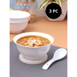 Clay Craft White Ceramic Soup Bowl (0.35 L) - Set of 3-picture-19