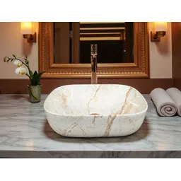 clayramic Premium Ceramic Washbasin With Waste Coupling & Pipe Set ) (18*13*5)(1010) Table Top Basin-picture-11