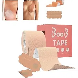 clazzik Breast Lift Tape for Women | Breast Lift Tape and Nipple Pasties | Sagging Breast Lifting Tape | Nipple Pasties and Tape | Breast Lift Pasties (Cotton, 5m,10 Pairs) Beige-picture-30