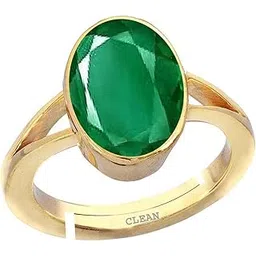 cleangems Emerald/Panna 8.25 Ratti or 7.5 Carat Astrological Certified Natural Gemstone Panchdhatu 5 Metals Gold Plated Adjustable Ring for Unisex - 3vrdh3825-picture-26