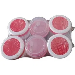 Clear Plastic Kitchen Storage Container Set, Round Shape, Small Size, Food Storage Organizer with White Lids, 6 Pack (RED)-image-28