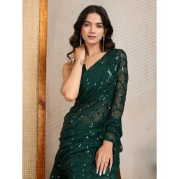 CLEMIRA Embellished Sequinned Pure Georgette Saree-picture-33