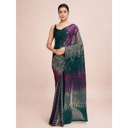 CLEMIRA Embellished Sequinned Pure Georgette Saree-picture-35