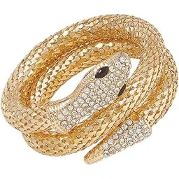 cleo be bold be you Women and Girls Gold Plated Serpent Metallic Snake Head And Tail Pattern Anti Tarnish Jewellery Statement Bangle Style Bracelet-picture-14