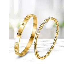 CLEO BE BOLD BE YOU Women Set of 2 Gold-Plated Cuff Bracelet-picture-24