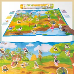 clever kids Premium Quality Educational Activity Mat Birds for kids with 20 birds shaped velcro eva cutouts and 10 double sided flash cards-picture-25
