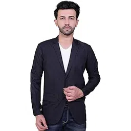 click one Casual Viscose Single Breasted Blazer for Men's (XS, Navy Blue)-picture-41