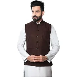 click one Clcik One Ethnic Checkerd Nehru Jacket For Men's-picture-45