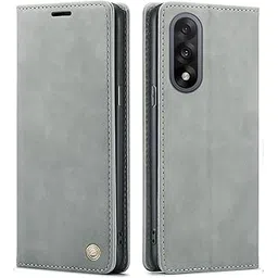 ClickCase for OnePlus Nord 5 Sheepskin Series Faux Leather Wallet Flip Case with Video Stand & Magnetic Closure Lightweight Flip Cover for OnePlus Nord 5 (Grey)-picture-11