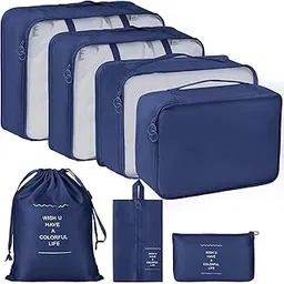 CLICKSY 7pcs Set Travel Organizer Packing Cubes Lightweight Travel Luggage Organizers with Laundry Bag or Toiletry Bag Laundry Organiser (7 PCS) (Dark Blue)-picture-26