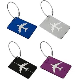 CLICKSY Luggage Tags 4 Pcs Metal Travel Bag Tag with Name ID | Suitcase | Baggage | Flight | Essential | Accessories | Handle Wraps | Identification Labels-picture-28