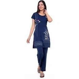 clint Summer Casual Round Neck Half Sleeve Cotton Blend Printed Nightsuit For Women's (7102)-picture-36