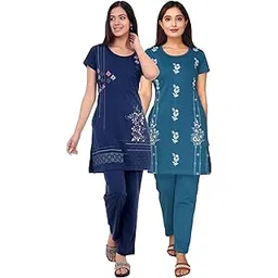 clint Summer Wear Round Neck Half Sleeve Cotton Blended Printed Nightsuit for Women's (Pack of 2)-picture-12