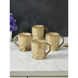 CLIO'S HERITAGE STORE Beige 4 Pieces Textured Ceramic Matte Cups 300 ml Each-picture-12