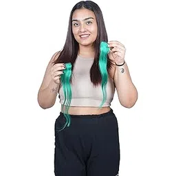 Clip in Hair Streaks | Colored Hair Extensions For Women | Highlighter 100% human hair (blue, 10)-picture-40