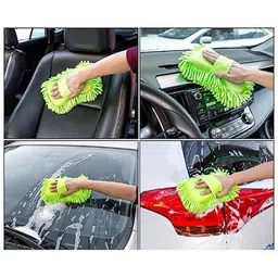 clivemont Pack 6 Microfiber Towel 3 pcs 1 Carpet Brush 1 Washing Scurb Microfibre Gloves Combo image 4