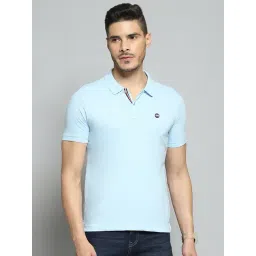 Cloak & Decker by Monte Carlo Blue Cotton Blend Regular Fit Solid Polo T-Shirt-picture-10