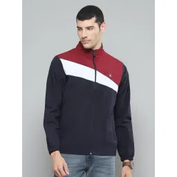 cloak & decker by monte carlo Cloak & Decker Mens Solid Navy Blue Mock Neck Full Sleeve Jacket-picture-15