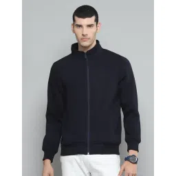 cloak & decker by monte carlo Cloak & Decker Mens Solid Navy Blue Mock Neck Full Sleeve Sweatshirt-picture-21