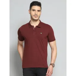 Cloak & Decker by Monte Carlo Wine Cotton Blend Regular Fit Solid Polo T-Shirt-picture-12