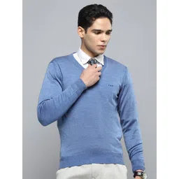 Cloak & Decker Men Solid V Neck Woollen Pullover-picture-41