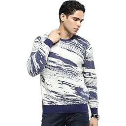 cloak & decker Mens Printed Navy Blue Round Neck Full Sleeves Pullover-picture-12