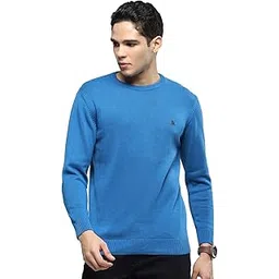 cloak & decker Mens Solid Blue Round Neck Full Sleeves Pullover-picture-19