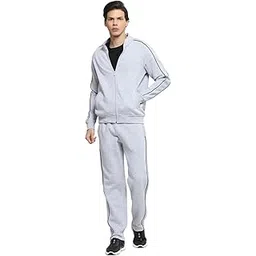 cloak & decker Mens Solid Grey Mock Neck Full Sleeve Tracksuit 62402026-3-picture-11