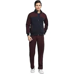 cloak & decker Mens Solid Navy Blue/Wine Mock Neck Full Sleeve Tracksuit 62402030-2-picture-54