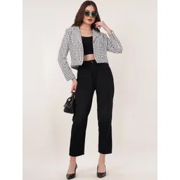 clobug Checked Notched Lapel Long Sleeve Blazer-picture-23