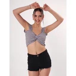 clobug Checked Sweetheart Neck Crop Top-picture-26