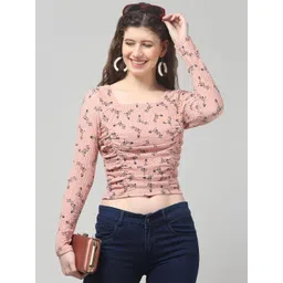 clobug Floral Print Net Crop Top-picture-35