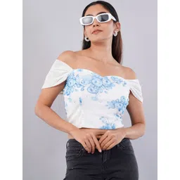 clobug Floral Print Off-Shoulder Cotton Crop Top-picture-13