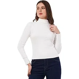 clobug Tops for Women Winter – Korean Style Long Sleeve Solid Cotton Blend Top | Workwear Top for Office & Casual Wear-picture-33