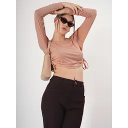 clobug Women Self Design Crepe Crop Top-picture-33