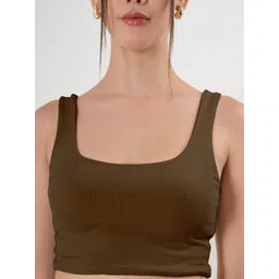 clobug Women Solid Ribbed Tank Crop Top image 5