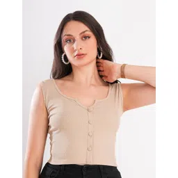 clobug Women Solid Round Neck Fitted Top-picture-32
